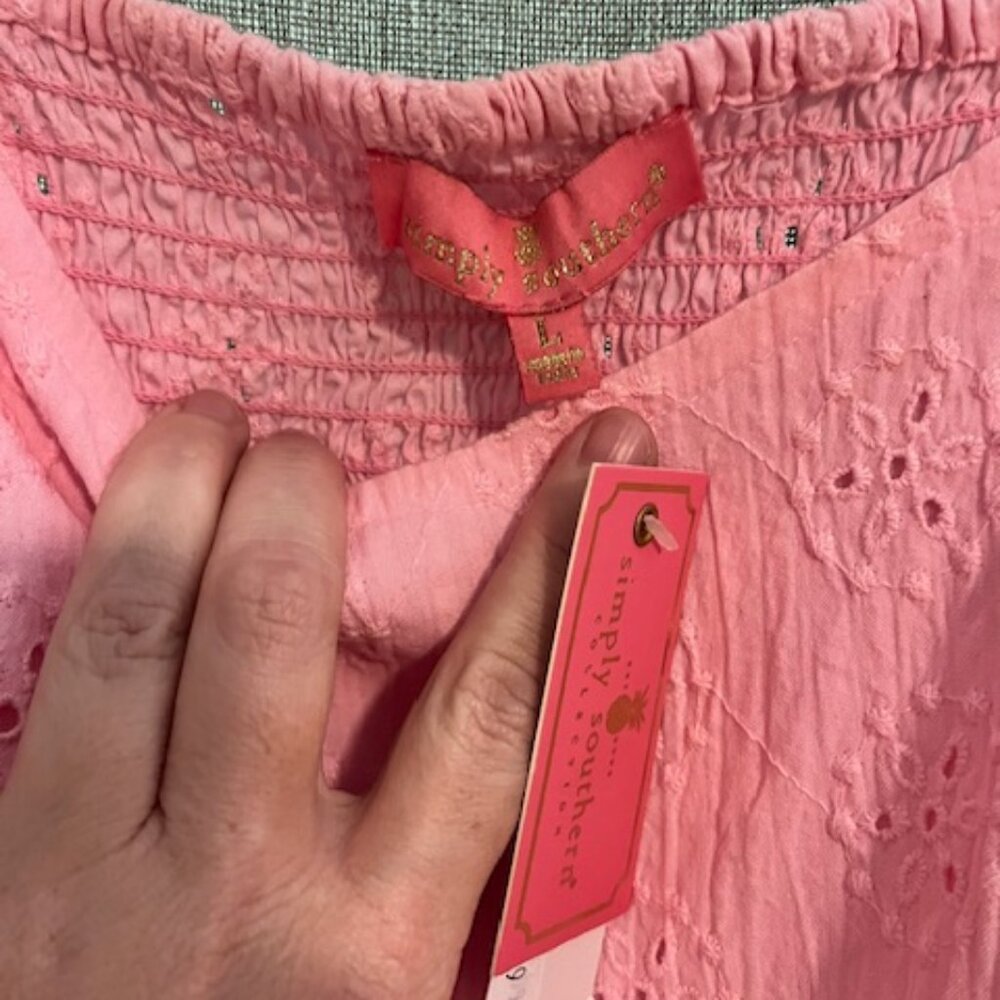 Simply Southern Pink Eyelet Dress NWT - Picture 2 of 4